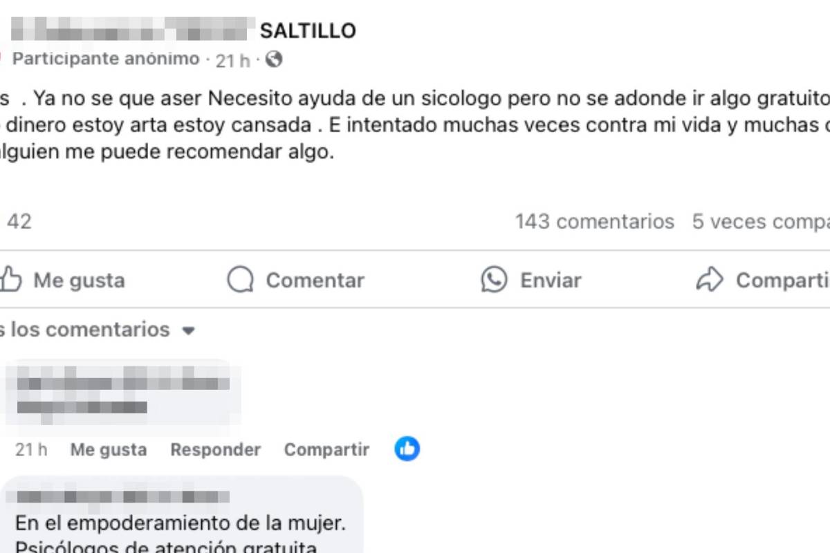 En el marco del Día Mundial para la Prevención del Suicidio, saltillense pide ayuda psicológica en Facebook