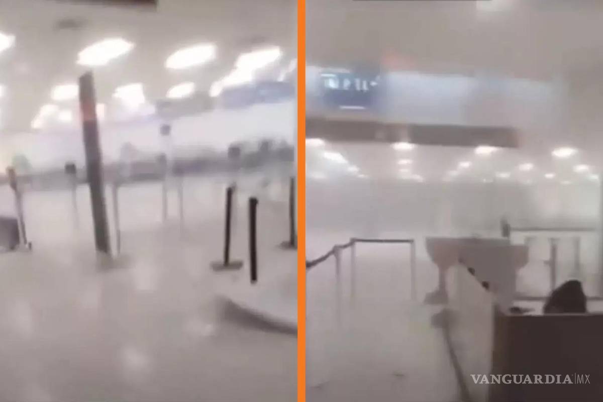 Ráfagas de viento tumban techo de aeropuerto en Mexicali; suspenden actividades