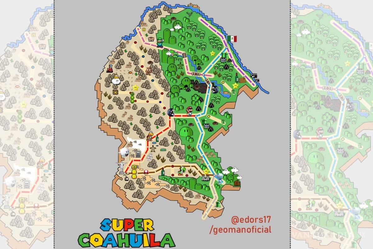 ¿Cómo se vería Coahuila en el mundo de Mario Bros?: artista coahuilense hace ilustración y se hace viral