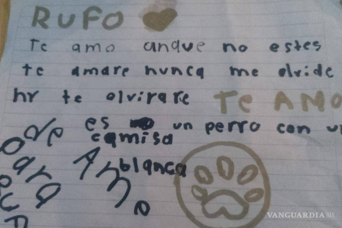 Pequeña de Saltillo escribe cartas a su compañero perdido, Ruffo, una semana después de su desaparición