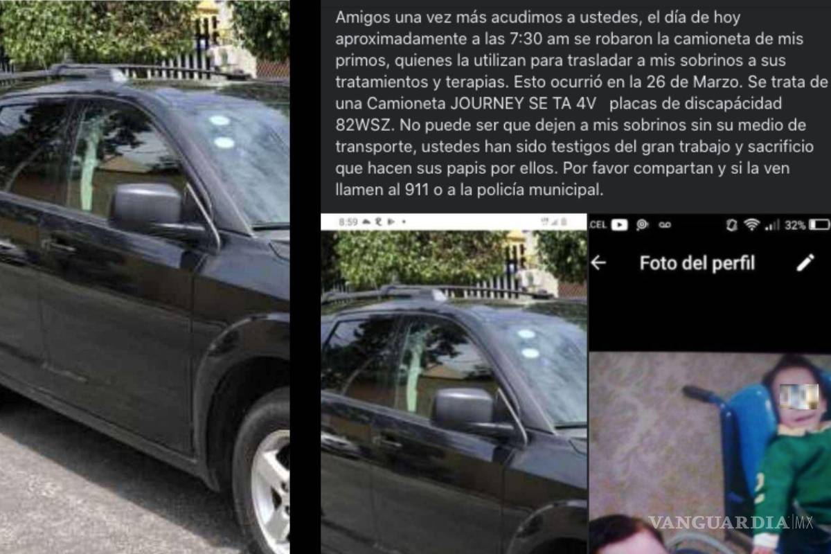¿Has visto esta camioneta? Familia la usa para transportar a niños que requieren terapia; fue robada en Saltillo