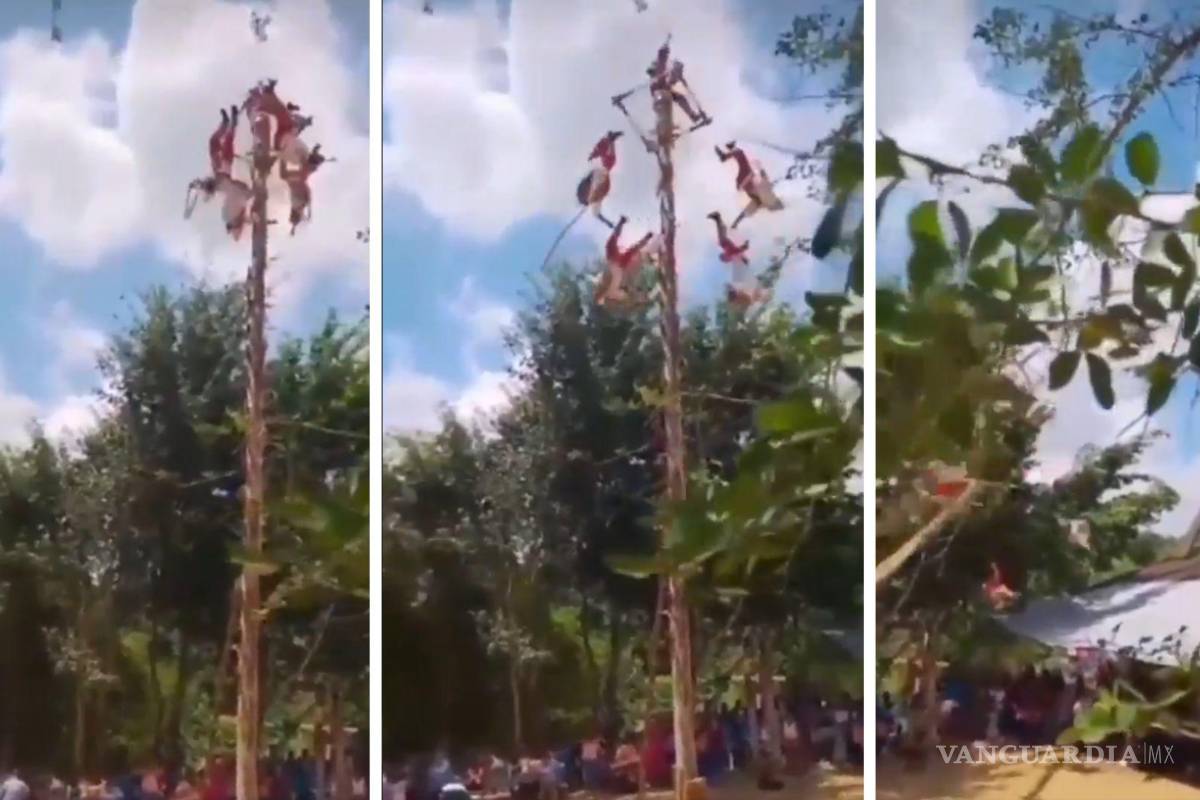 Se rompió mástil de Voladores de Papantla y cayeron más de 10 metros en Veracruz | VIDEOS