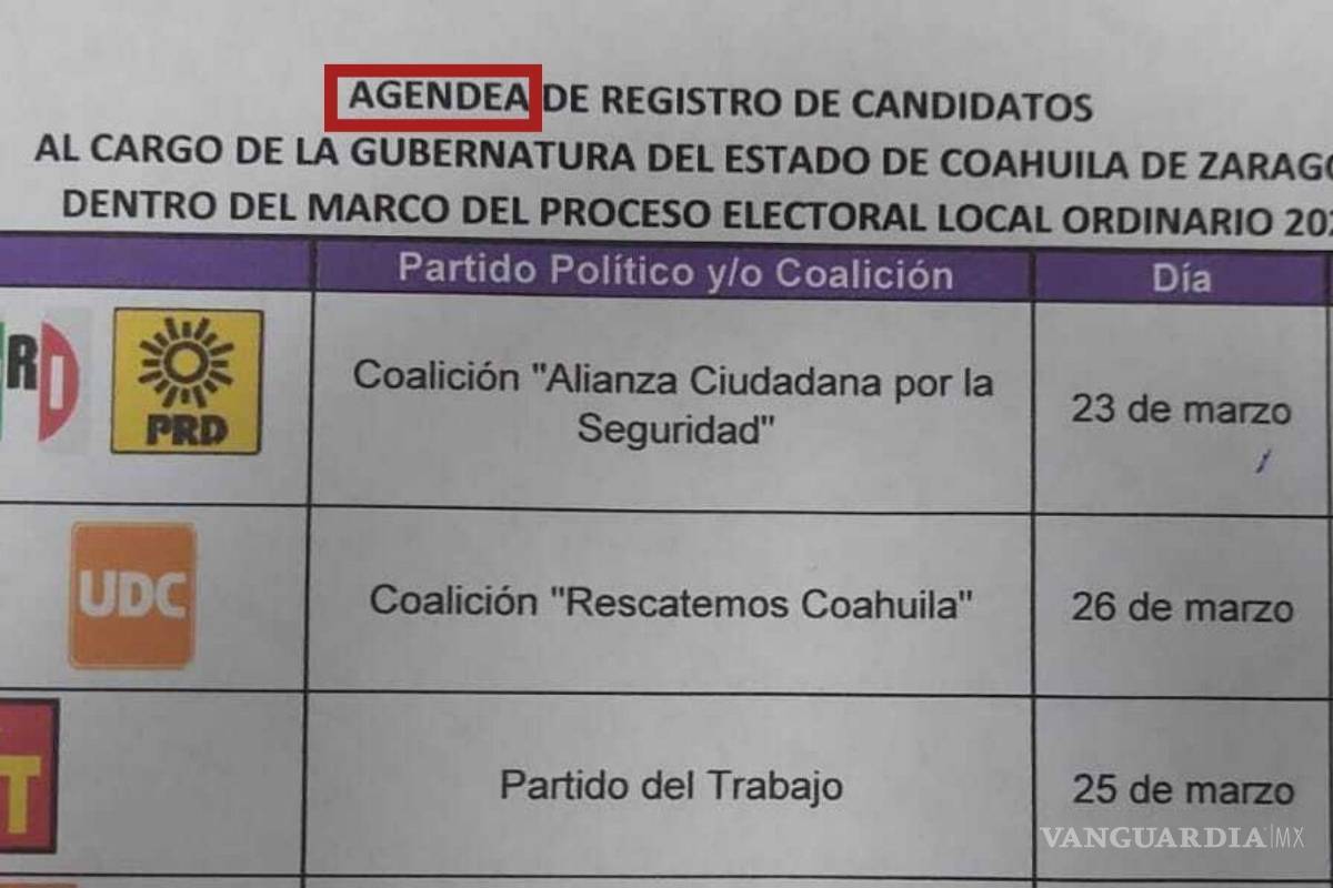Persisten ‘errores de dedo’ en documentos del IEC; da a conocer ‘agendea’ de registros en Coahuila