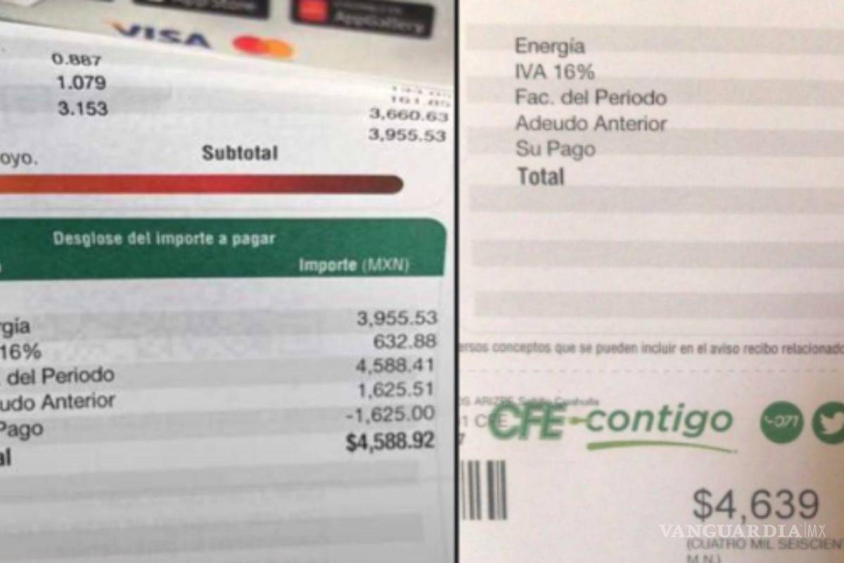Recibo de luz por 4,639 pesos indigna en Saltillo y Ramos Arizpe... ¿ya revisaste el tuyo?