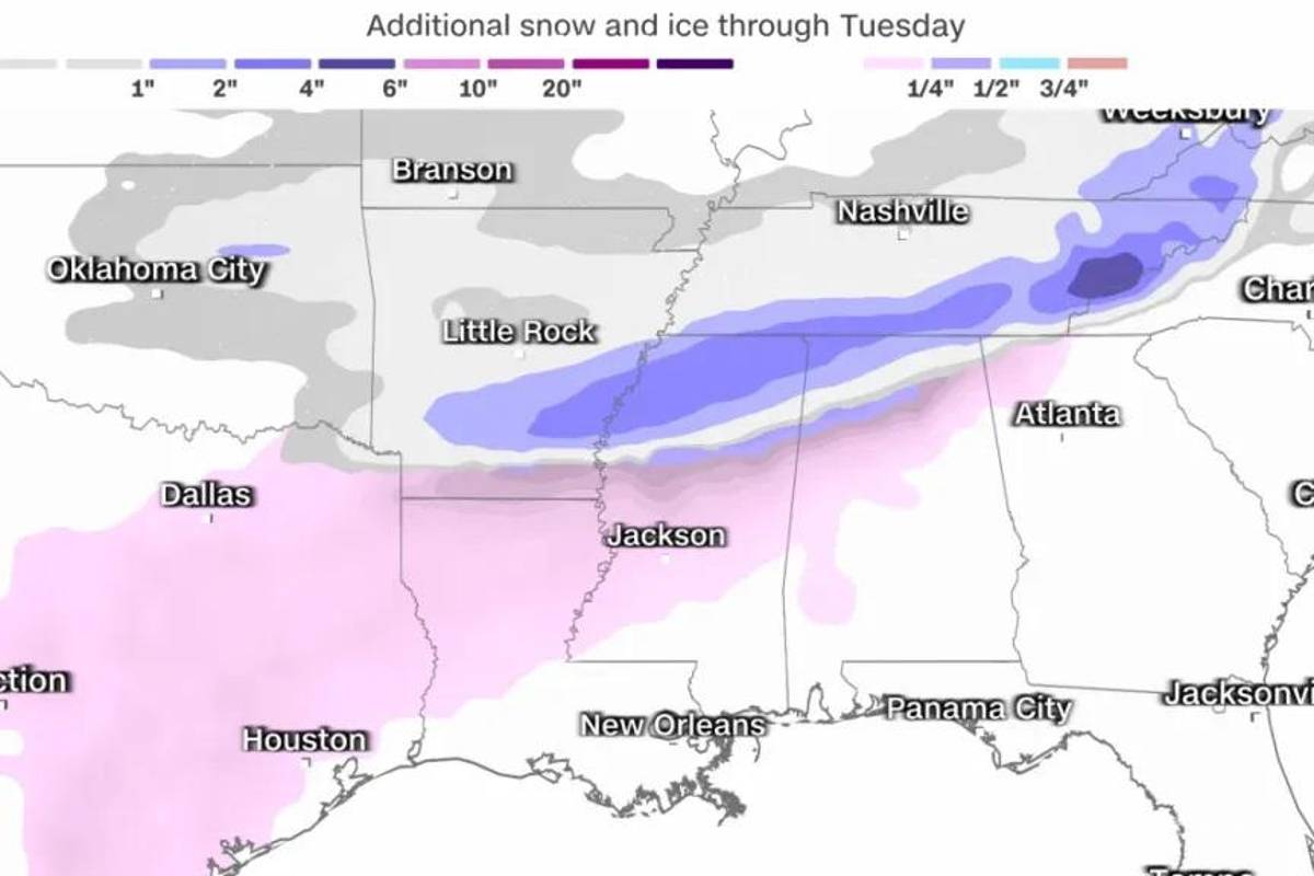 $!Se esperan impactantes nevadas y heladas en el sur de EU por ola de frío ártico
