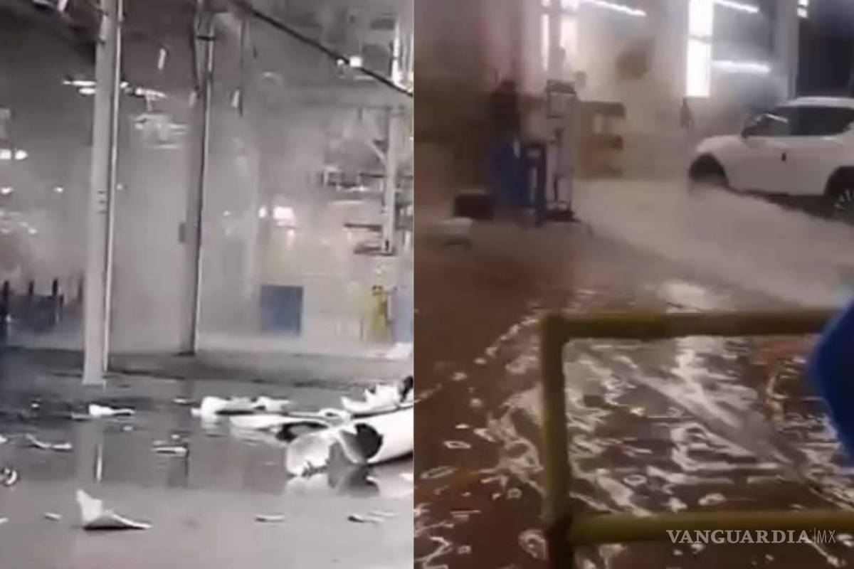 Inunda tormenta instalaciones de GM de Ramos Arizpe; aguacero deja sin luz varias colonias (Video)