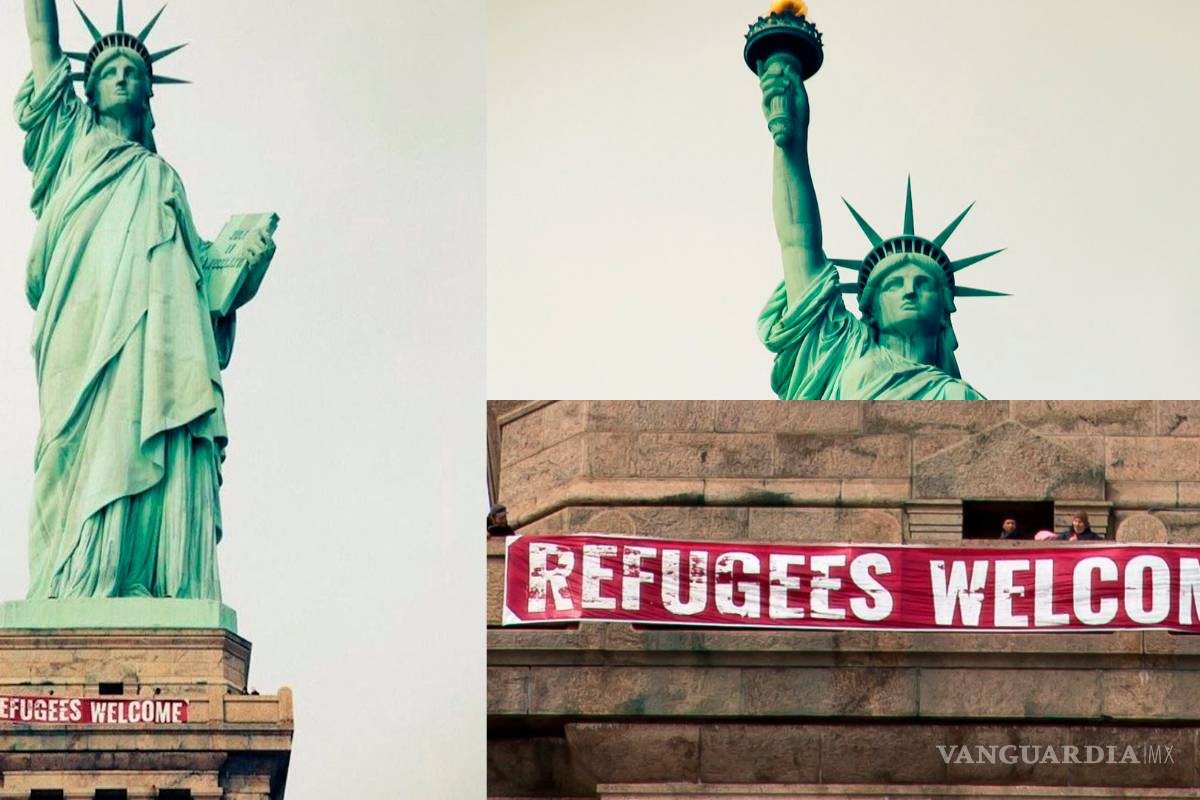 La Estatua de la Libertad le da &quot;la bienvenida&quot; a los refugiados