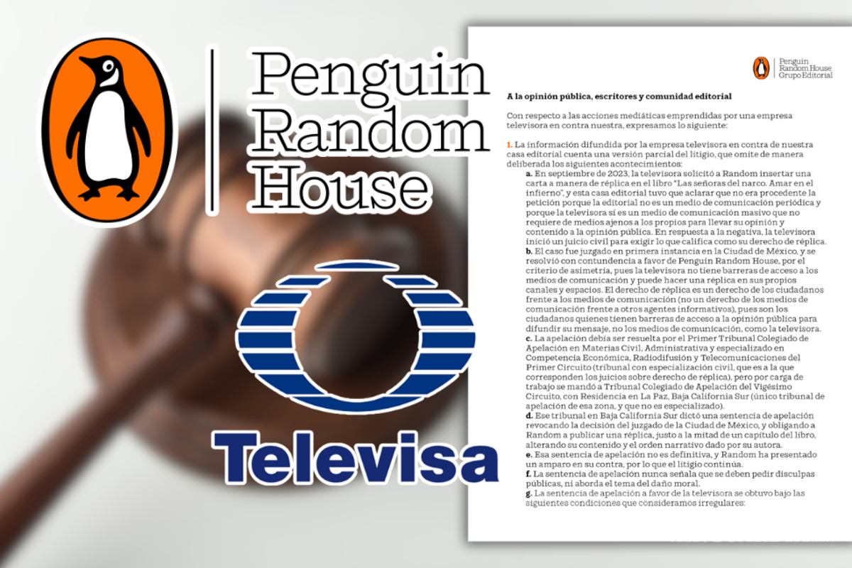 Penguin Random House publica respuesta ante demanda de Televisa por libro de Anabel Hernández