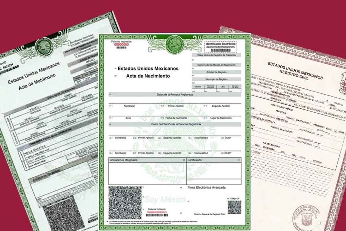 ¡Descarga tus Actas desde casa!... Acta de Nacimiento, Matrimonio y Defunción en PDF para imprimir y su costo por estado