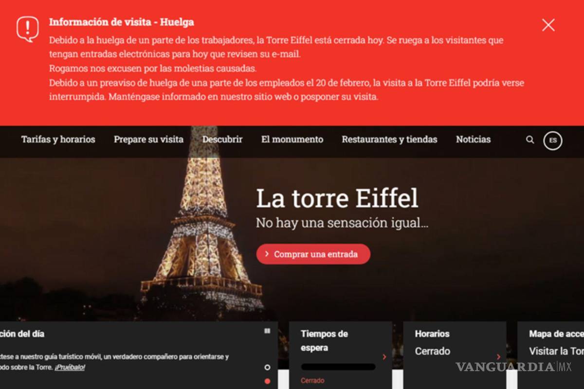 $!Cerrarán la Torre Eiffel por huelgas de los trabajadores