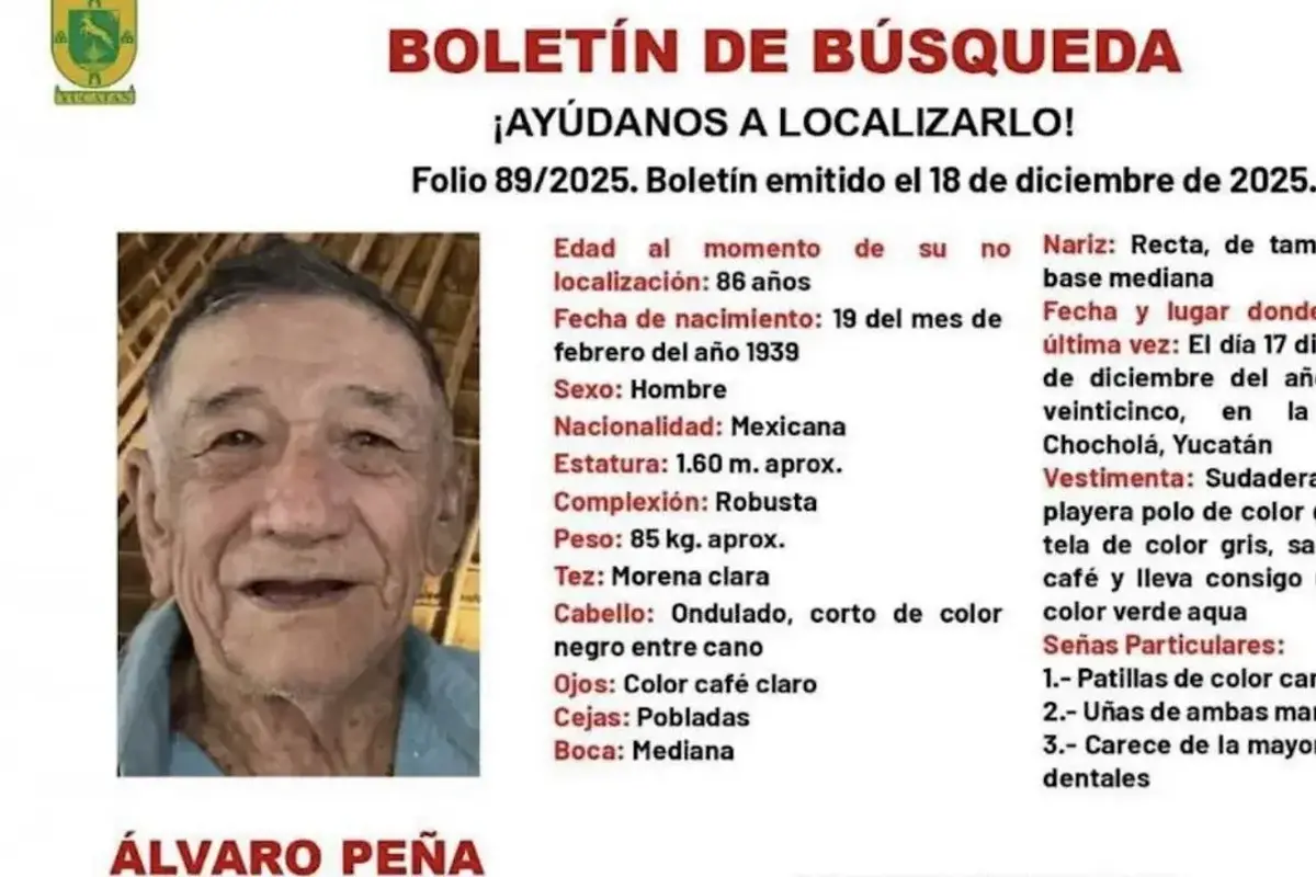 $!Un hombre de 86 años, con reporte de desaparición activo, perdió la vida tras ser atropellado por el Tren Maya en el Tramo 3, en el estado de Yucatán; el caso permanece bajo investigación federal.