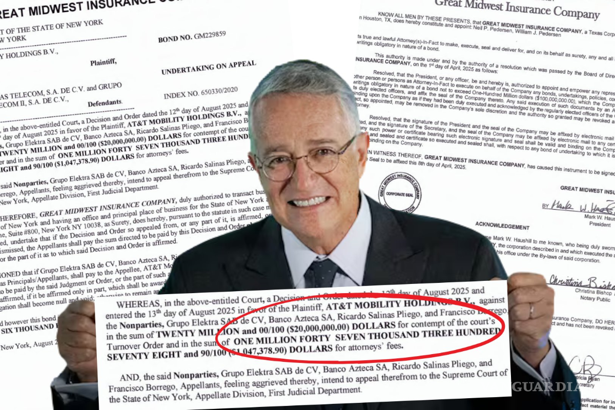 Salinas Pliego vs. AT&amp;T: Publican pruebas que avalan pago de fianza de 25 mdd en Nueva York