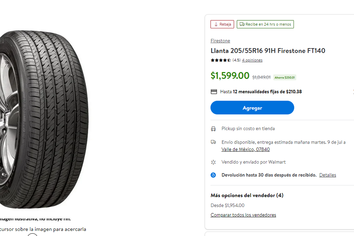 $!Michelin, Continental, Goodyear... Estos son los mejores descuentos en neumáticos que ofrece Walmart