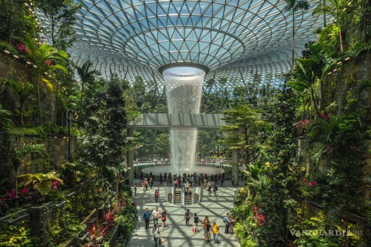 Aeropuerto Internacional de Changi en Singapur deja volar… la imaginación, tiene la cascada interior más alta del mundo