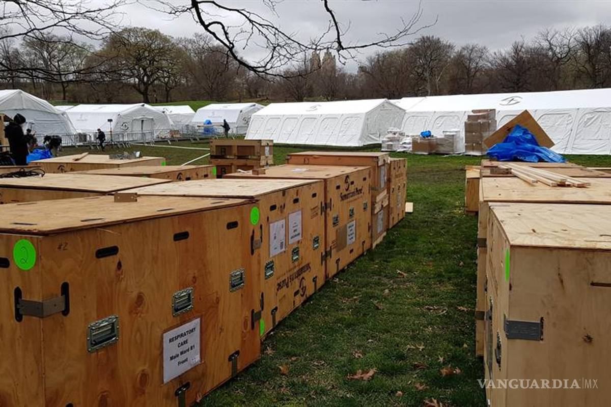 Las canchas de tenis del Abierto de Estados Unidos se convierten en hospitales de auxilio