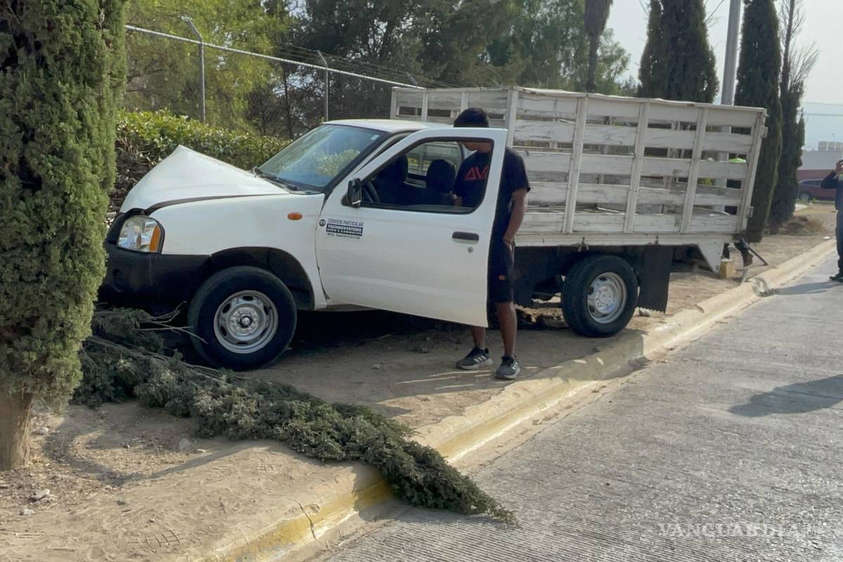 Por un sustito que le provocaron, joven atropella... un árbol en Saltillo