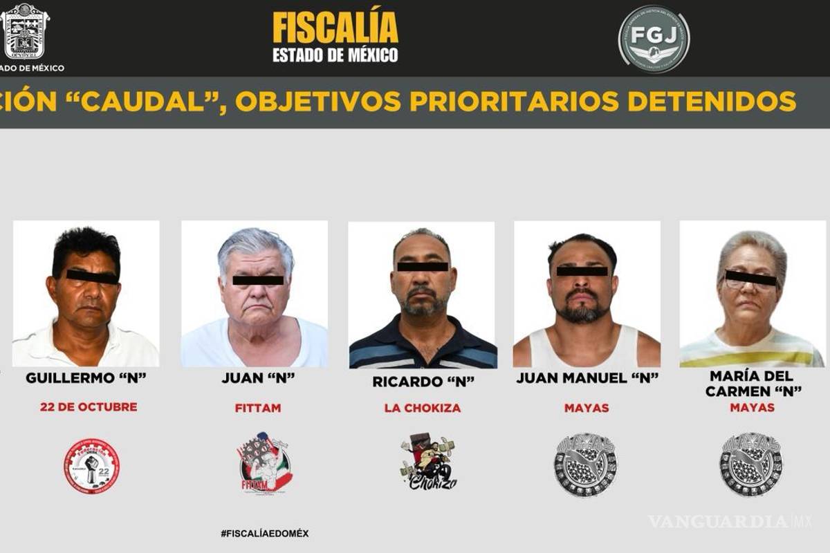 $!La FGJEM informó que las detenciones forman parte de la segunda fase de la Operación “Caudal”, dirigida contra estructuras vinculadas al desvío y comercialización irregular de agua