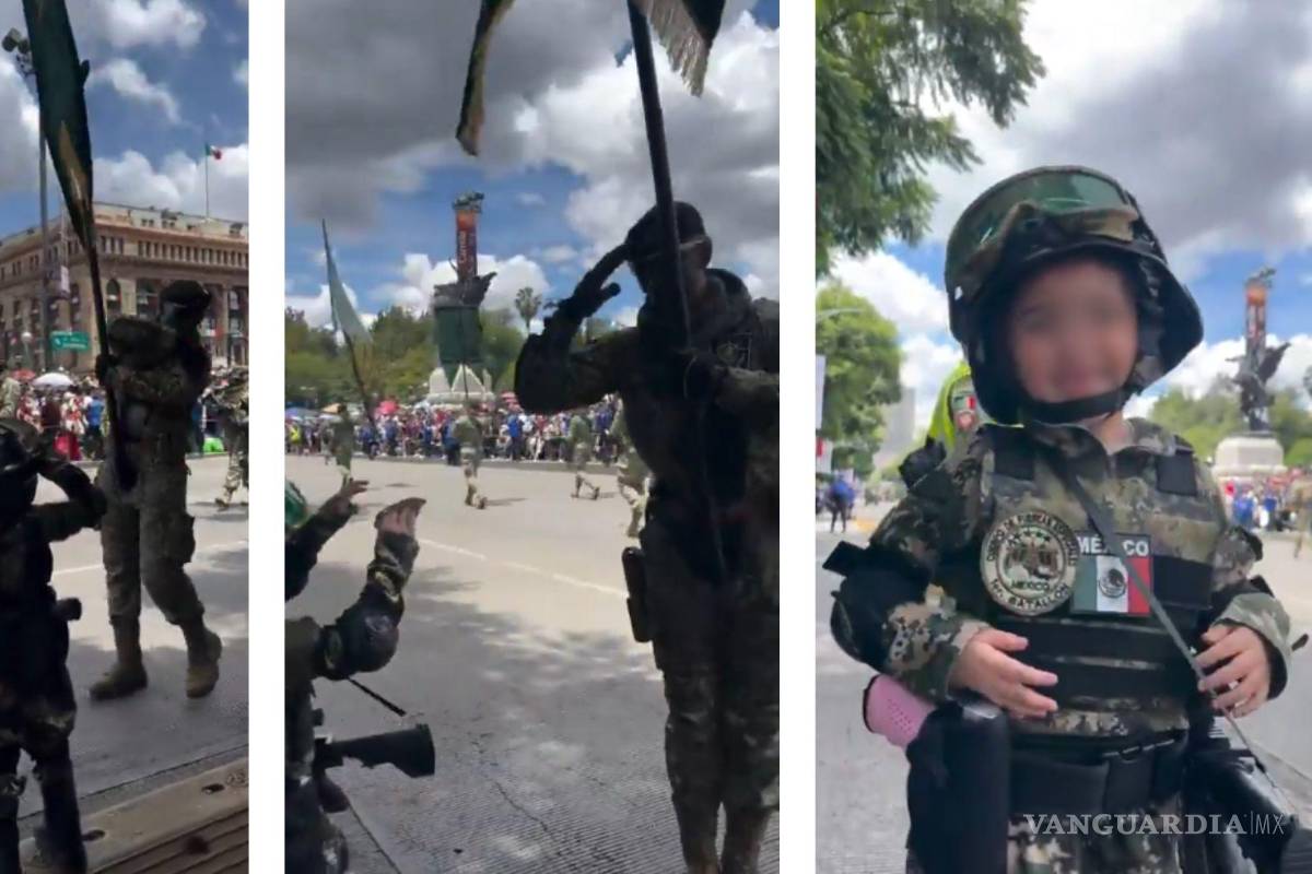 Soldado de Fuerzas Especiales rompió filas en desfile para darle insignia a una niña en CDMX | video