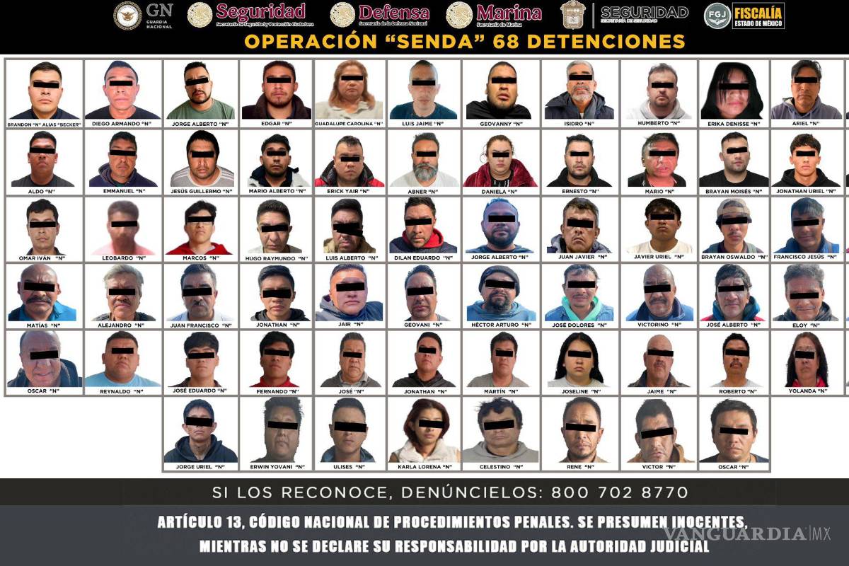 En Edomex, 68 sujetos son detenidos por robo a transporte y secuestro exprés