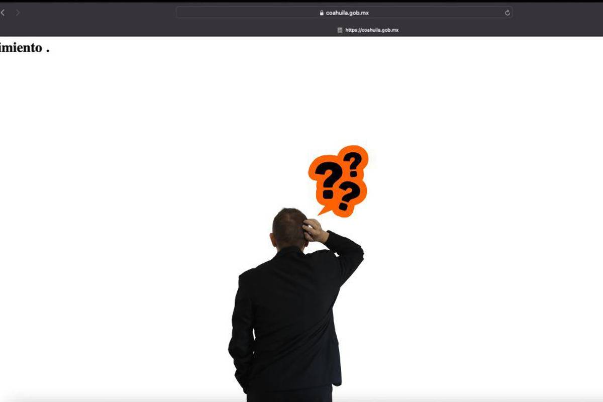 Sitio web oficial de Coahuila en blanco y fuera de servicio