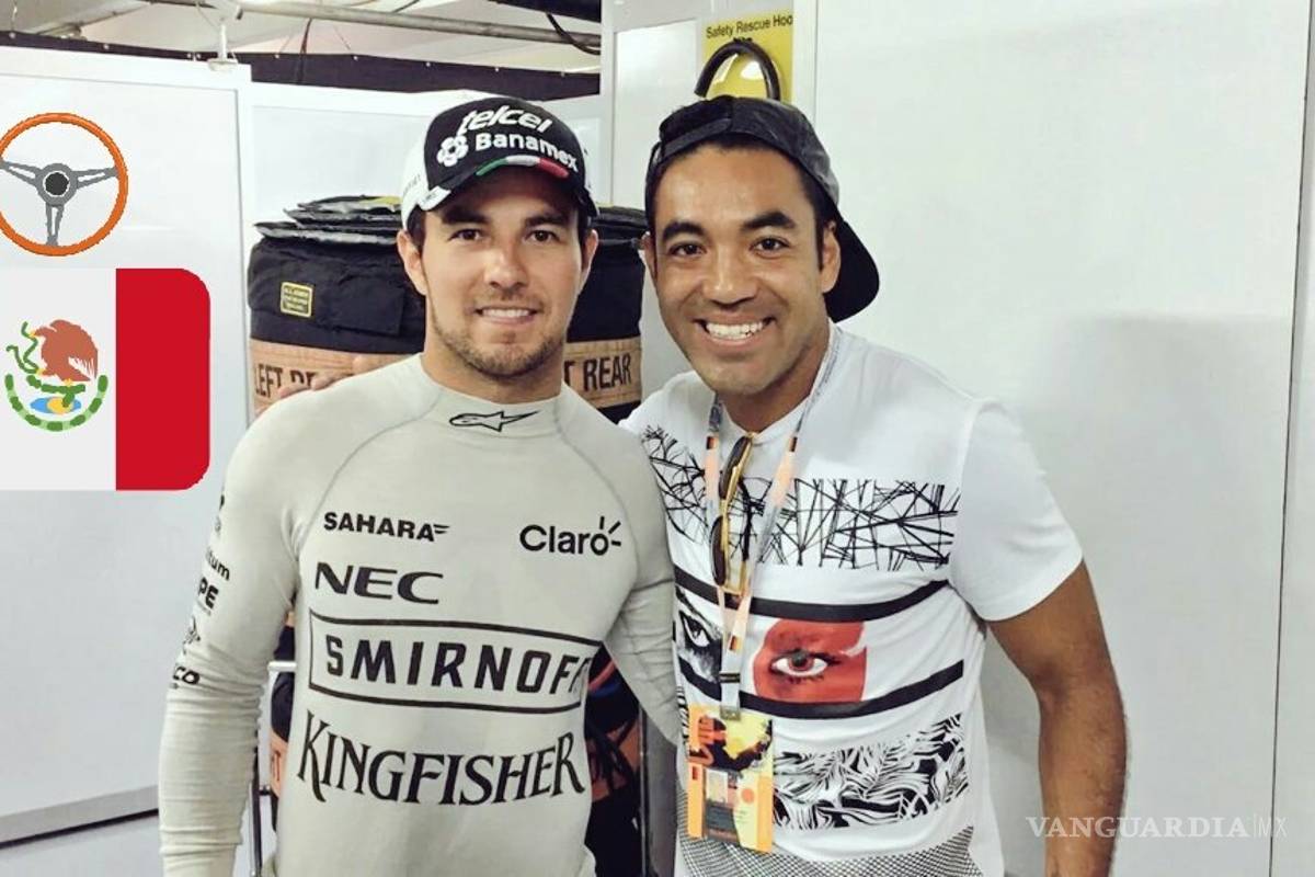 Marco Fabián visita a 'Checo' Pérez en el GP de Alemania