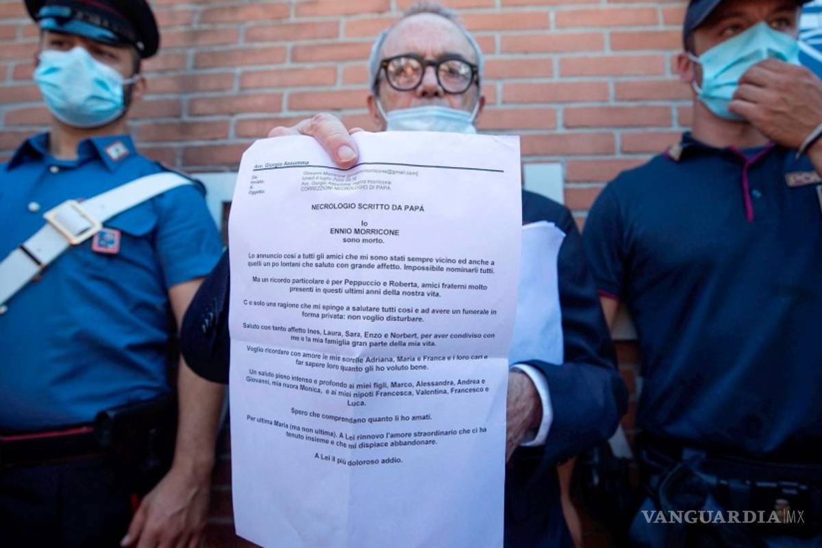 'Yo, Ennio Morricone, he muerto'... el triste adiós en una carta dedicada a su amada María, amigos y familia