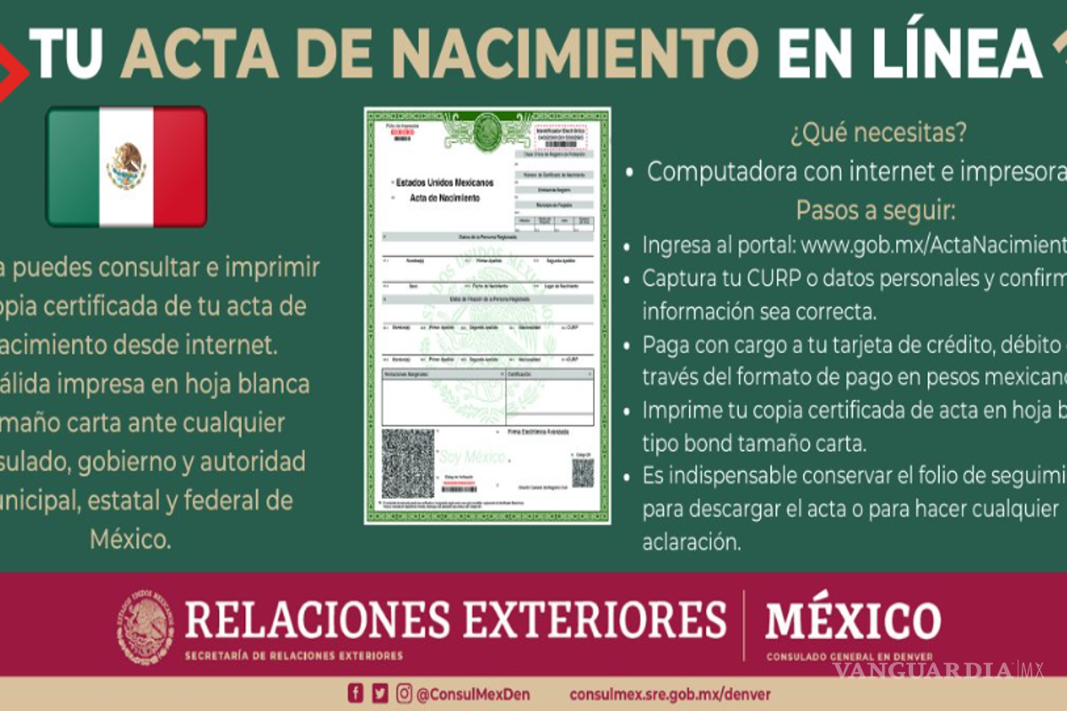 $!Así puedes imprimir la copia del Acta de Nacimiento certificada con el nuevo formato