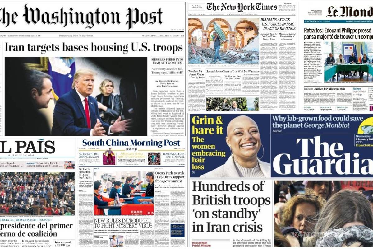 El ataque de Irán a bases militares de EU en Irak acaparó las portadas de los principales diarios del mundo
