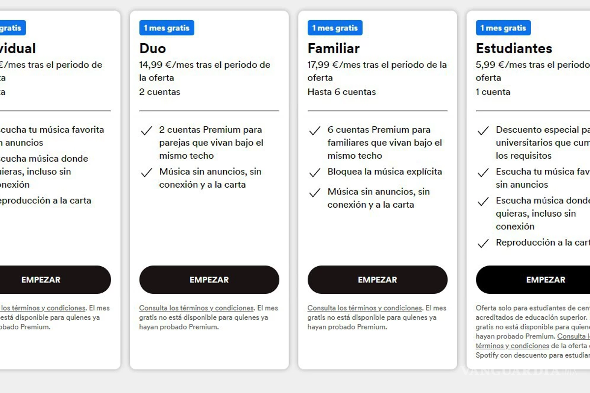$!Se han actualizado los precios en la web oficial de Spotify, por lo que el próximo pago incluirá el cambio