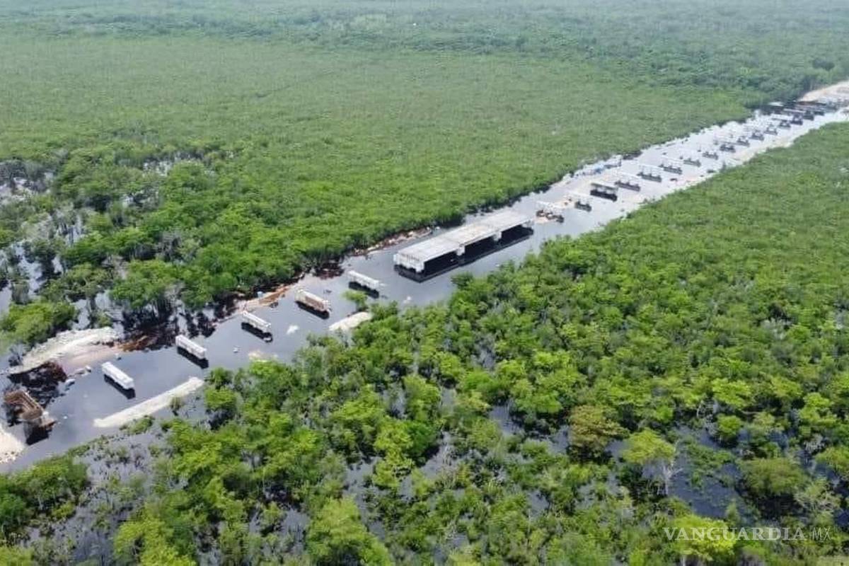 Vías del Tren Maya bajo el agua tras paso de ‘Alberto’ en Quintana Roo