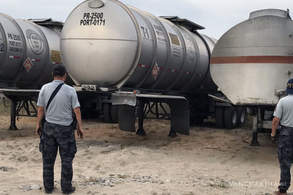 Aseguran autotanque con 20 mil litros de combustible en la Monterrey-Saltillo