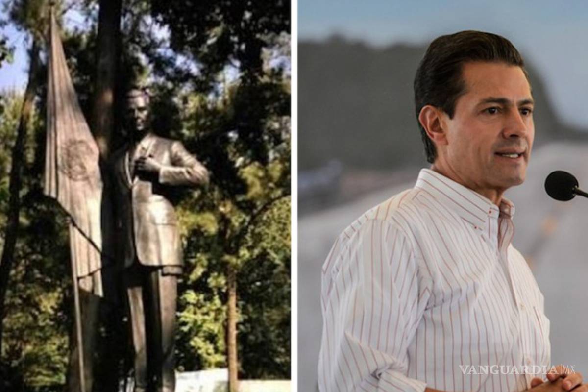 Colocan estatua de Enrique Peña Nieto en la Calzada de los Presidentes, en Los Pinos