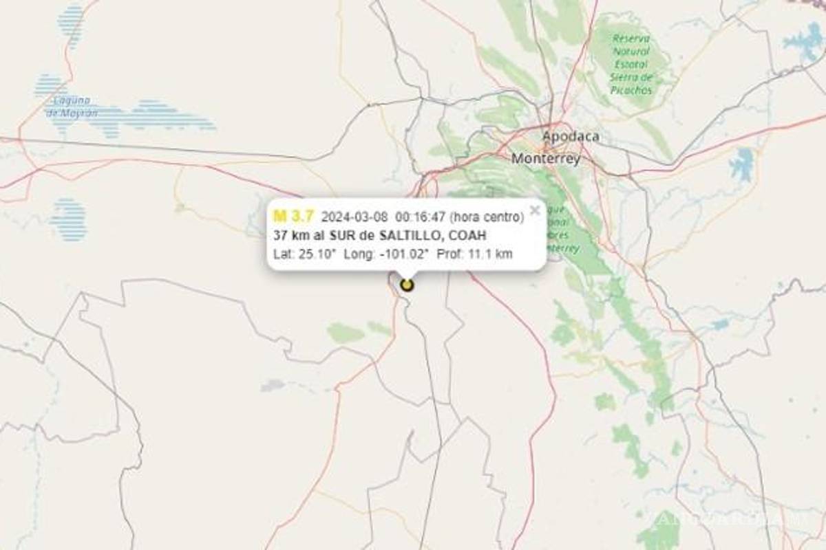 Registra Saltillo su segunda actividad sísmica en menos de un mes