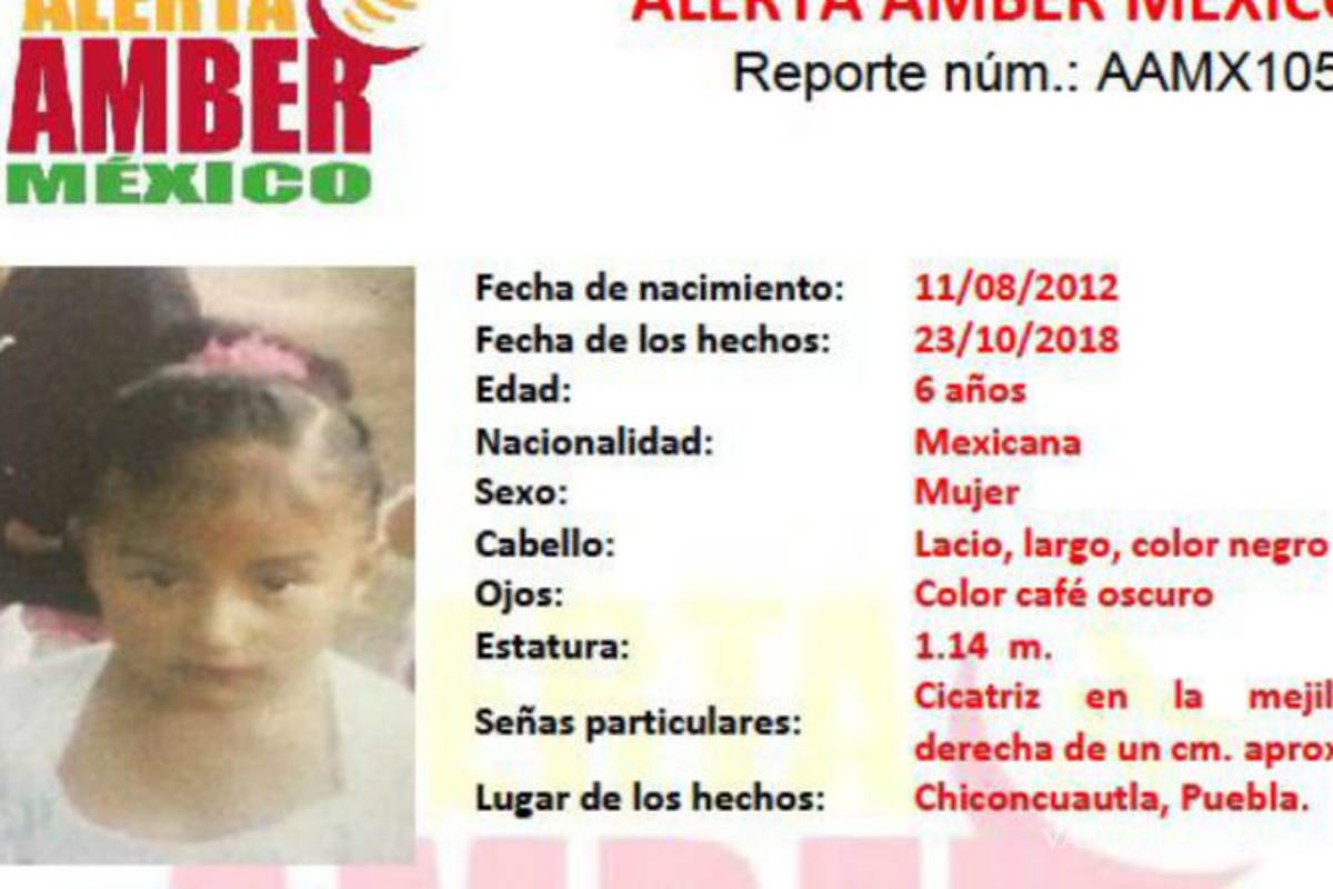 Niña de 6 años desapareció en Puebla; la hallan muerta con un disparo en la cabeza