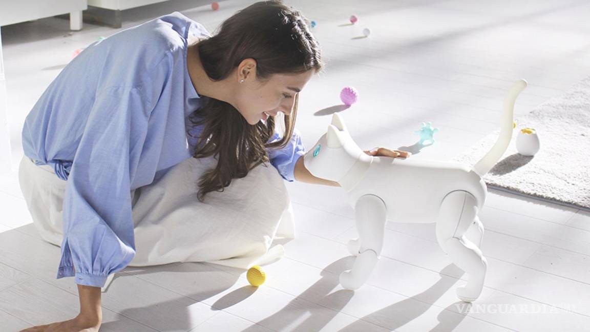 $!MarsCat, mascota biónica recibe caricias.