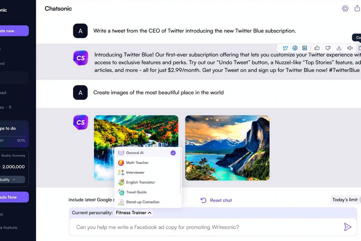 $!Imagen de la plataforma de chat con inteligencia artificial ChatSonic.