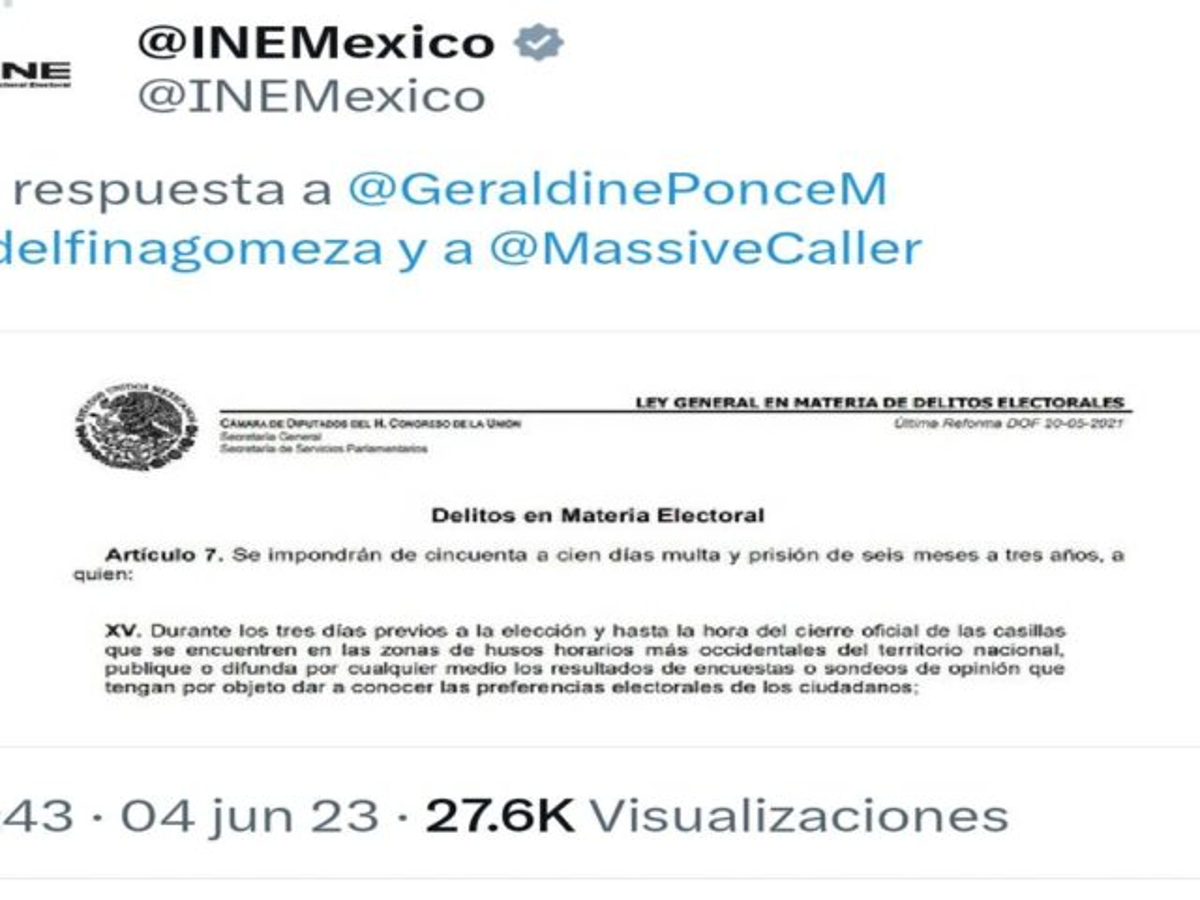 $!Geraldine Ponce difunde encuesta a favor de Delfina, INE la ‘regaña’ y borra publicación