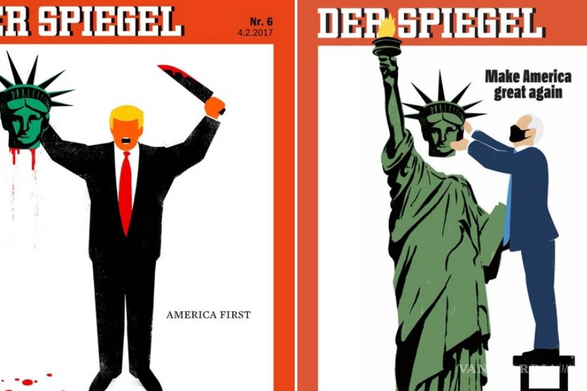 Cuando Trump le cortó la cabeza a la Estatua de la Libertad y Biden se la pegó