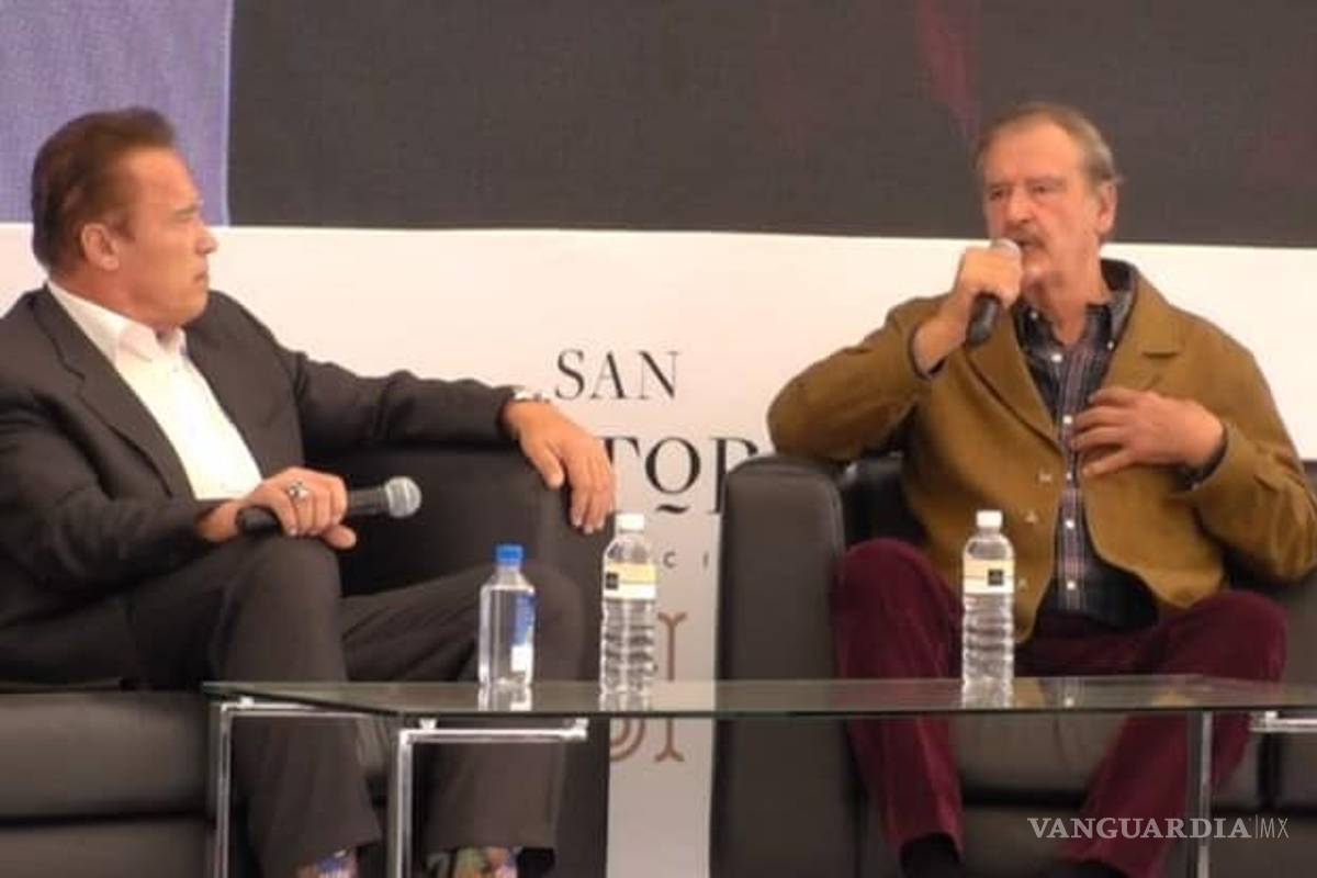 $!Se encuentran Vicente Fox y Arnold Schwarzenegger en foro empresarial