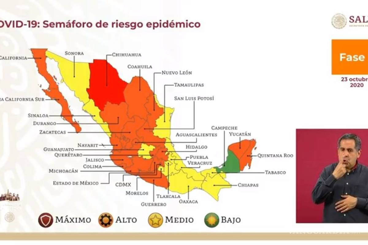 Chihuahua regresa a rojo en Semáforo COVID; Coahuila, Durango y Nuevo León en riesgo de pasar a rojo