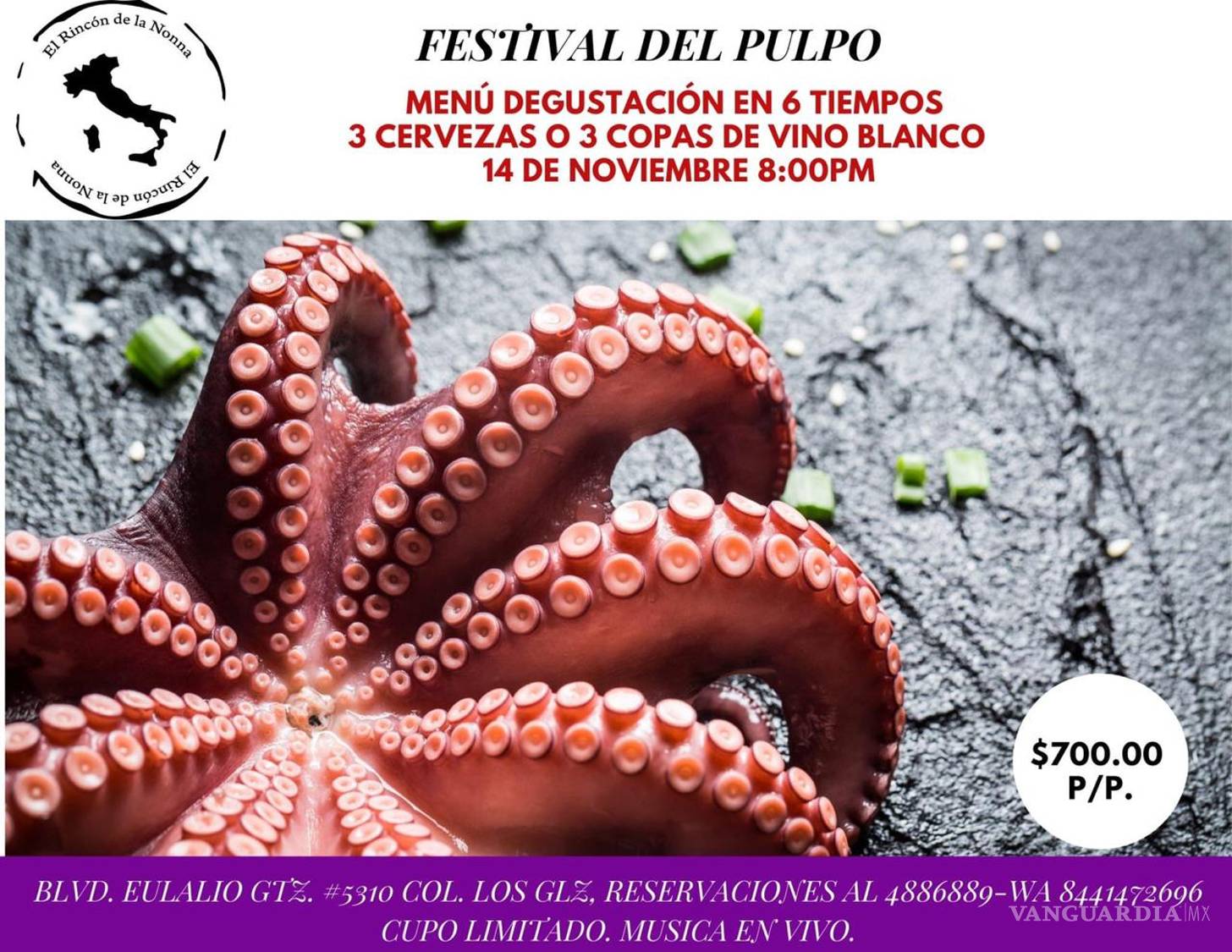 $!El Rincón de la Nonna te invita a su Festival del Pulpo
