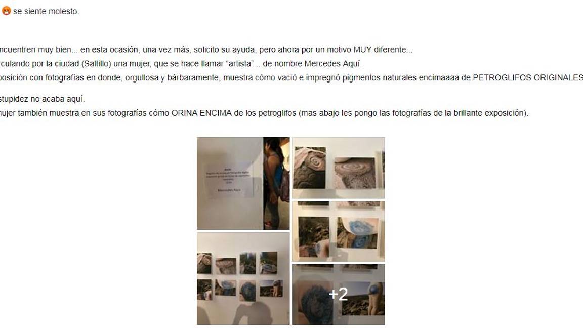 $!"No pensé que fuera necesario un permiso", responde artista que pintó petroglifo en General Cepeda