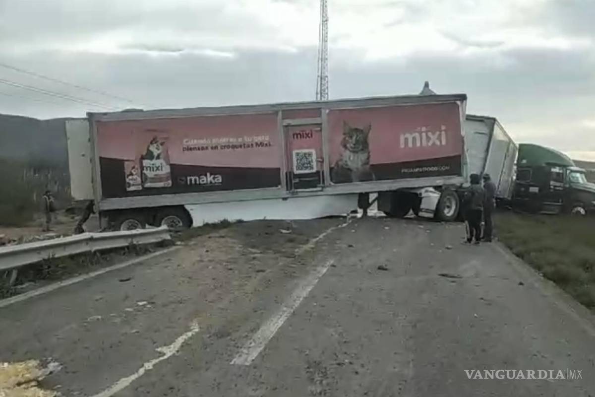 Caballo se le atraviesa a trailero y lo hace caer ‘con todo y huevos’ en carretera Saltillo-Torreón