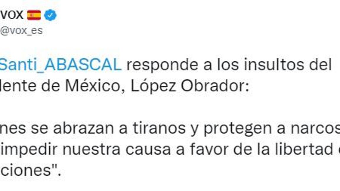 $!“Abraza a tiranos y protege a narcos” responde líder de VOX a AMLO