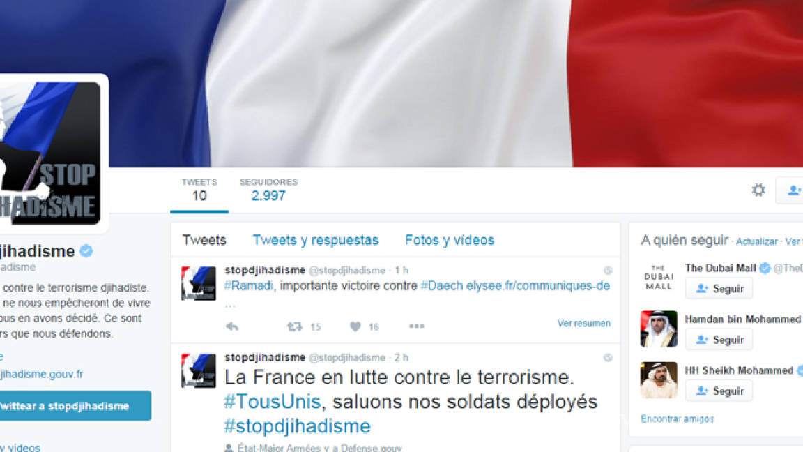 Francia abre cuentas antiyihadistas en Twitter y Facebook