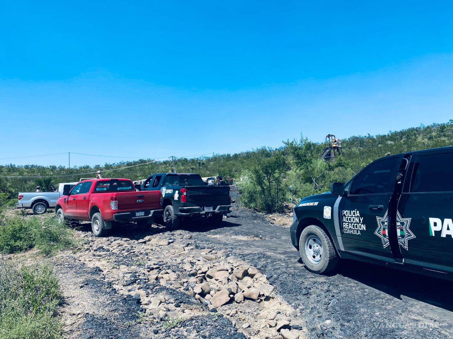 $!Gran movilización hubo en las cercanías del ejido El Mezquite.
