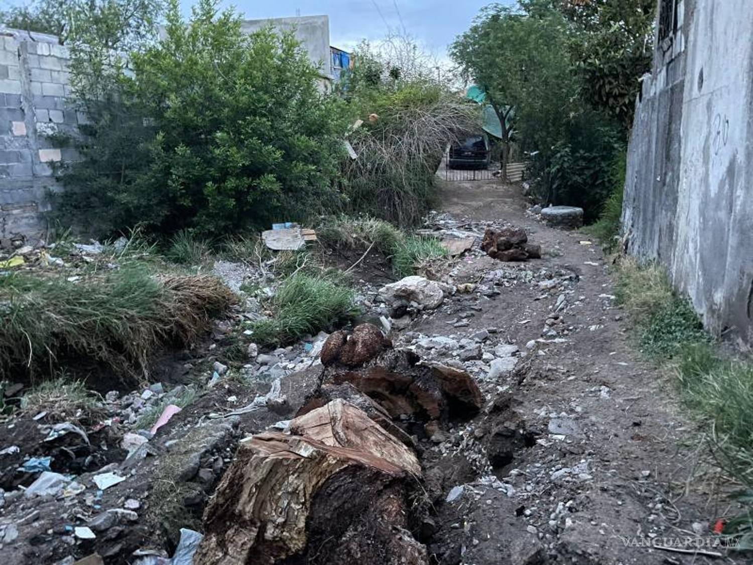 $!El agua derrumbó la parte de terreno que le permitía a Santana Betancourt ingresar con su vehículo a su domicilio