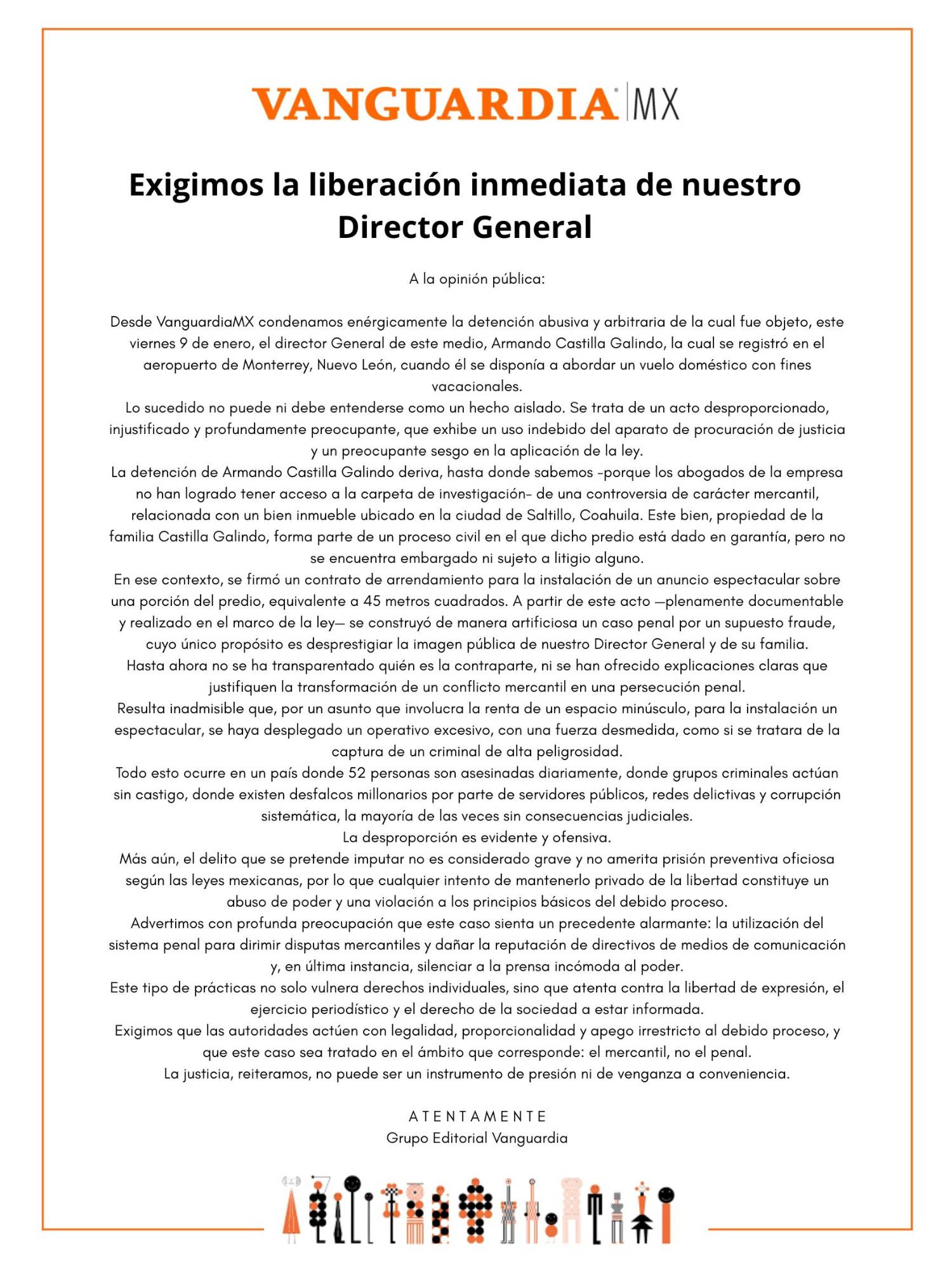 $!Fiscalía de Nuevo León miente sobre detención de directivo de VANGUARDIA