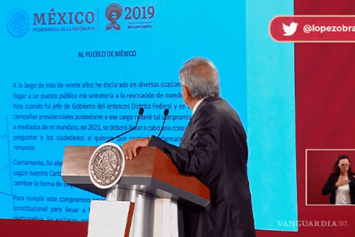 AMLO promete consulta ciudadana en 2021 para saber si renuncia o no