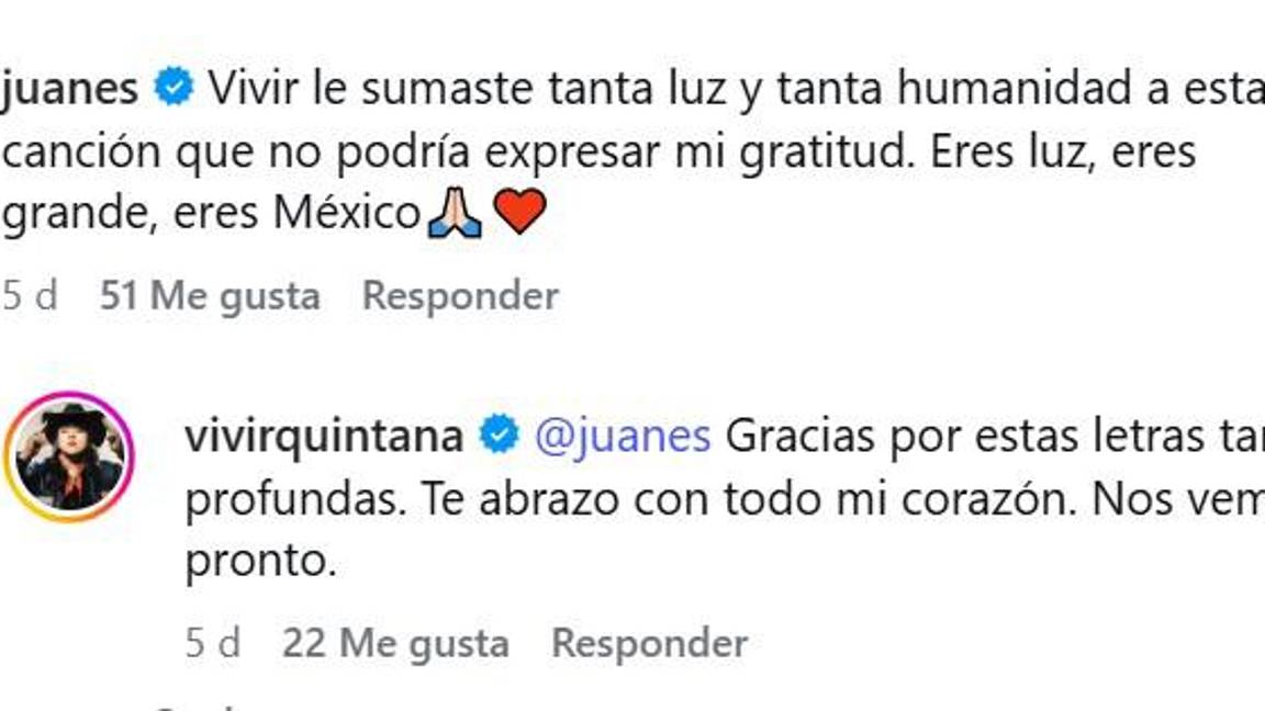 $!La colaboración sorpresa: canta Vivir Quintana junto a Juanes en ‘Humano’